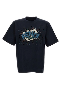 Fendi Boompop Motif Embroidered Crewneck T-Shirt