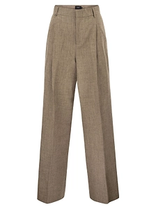Fay Pleated Wide-Leg Pants