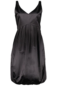 Bubble Hem V-Neck Satin Dress