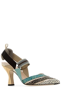 Fendi Colibrì Printed High-Heel Slingback Pumps