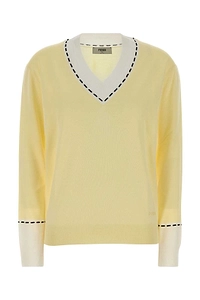 Fendi Contrast Stitch V-Neck Jumper