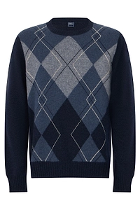 Fedeli Argyle Crew Neck Knitted Sweater