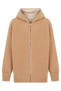 Fedeli Ribbed Hooded Zip-Up Cardigan