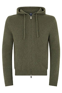 Fedeli Cashmere Hooded Zip-Up Cardigan
