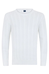 Fedeli Cable-Knit Crew-Neck Knitted Sweater