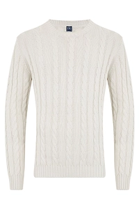 Fedeli Cable-Knit Crew-Neck Knitted Sweater