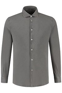 Fedeli Chambray Spread-Collar Long Sleeved Shirt