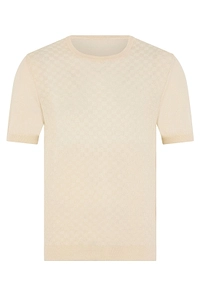 Fedeli Check Knit Short-Sleeve Knitted Top