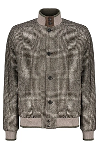 Fedeli Checked Knit Collar Bomber Jacket