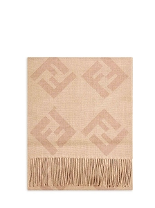 Fendi Ff Jacquard Fringed-Edge Scarf