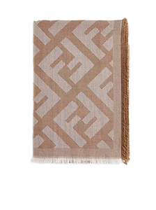 Fendi Ff Jacquard Frayed-Edge Scarf
