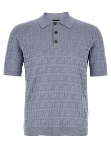 Fendi Ff Short Sleeved Knitted Polo Shirt