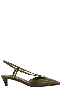 Fendi Ffold Square-Toe Slingback Pumps