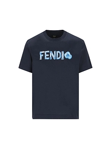 Fendi Flowers Logo Embroidered Crewneck T-Shirt