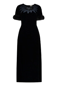 Fendi Heart Embellished Velvet Midi Dress