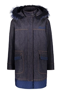 Fendi Logo Embroidered Hooded Denim Coat