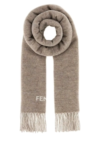 Fendi Logo Intarsia-Knit Fringed Scarf