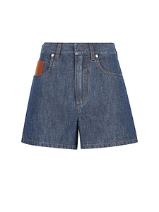Fendi Logo Patch Denim Shorts