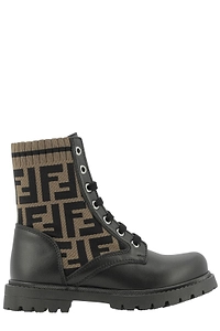 Fendi Kids Ff Motif Combat Boots