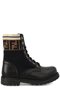 Fendi Kids Ff Motif Lace-Up Boots