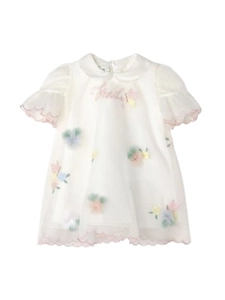 Fendi Kids Floral Embroidered Short-Sleeved Dress