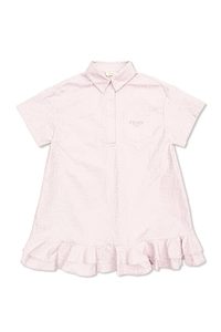 Fendi Kids Logo-Detail Tonal Pattern Dress