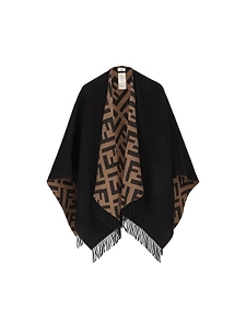Fendi Monogram Fringed Reversible Poncho