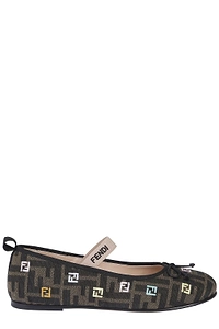 Fendi Kids Logo Embroidered Flats