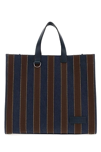 Fendi Pequin Striped Denim Tote Bag