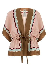 Fendi Printed Drawstring-Waist Poncho