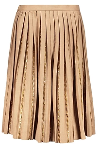 Plissé Embellished Midi Skirt