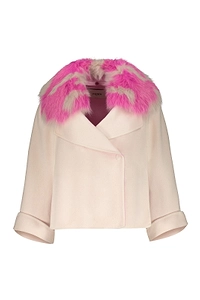 Fendi Relaxed Fur-Collar Cape Coat