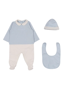 Fendi Kids Logo-Embroidered Snap Button Babygrow Set