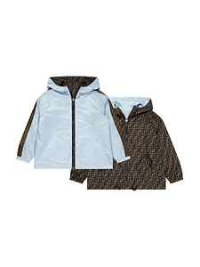 Fendi Kids Logo Jacquard Hooded Reversible Jacket