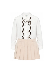 Fendi Kids Logo Patch Ruffled Pleated Dress