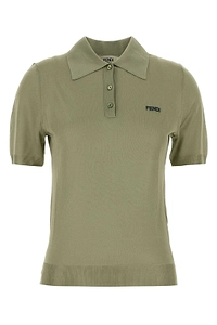Fendi Logo Embroidered Knitted Polo Top