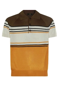 Fendi Short Sleeved Striped Polo Shirt