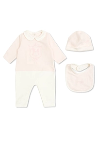 Fendi Kids Printed Sleepsuit Hat And Bib Set