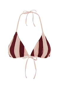 Fendi Striped Halterneck Reversible Triangle Bikini Top