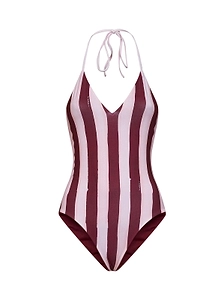 Striped Halterneck One-Piece Swimsuit