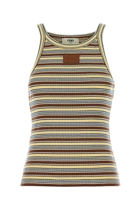 Fendi Striped Logo Patch Knitted Top