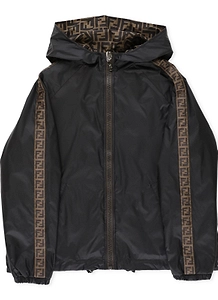 Fendi Kids Zip-Up Hooded Reversible Jacket
