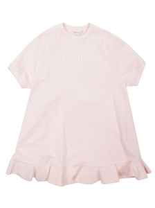Fendi Kids Ruffled Logo Printed Dress