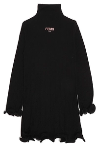 Fendi Kids Roll Neck Ribbed-Knit Dress