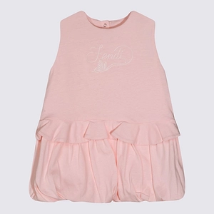 Fendi Kids Ruffled Logo Dress
