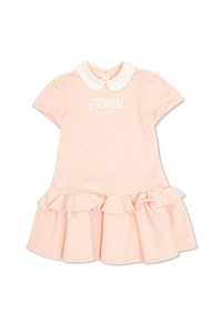 Fendi Kids Short Sleeve Ruffled Trim Dress