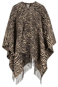 Fendi Tiger Printed Fringed Poncho