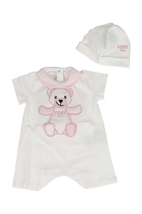 Fendi Kids Teddy Bear Embroidered Short-Sleeved Tracksuit