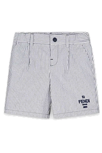 Fendi Kids Striiped Logo Embroidered Shorts