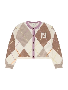 Fendi Kids V-Neck Argyle Knit Cardigan